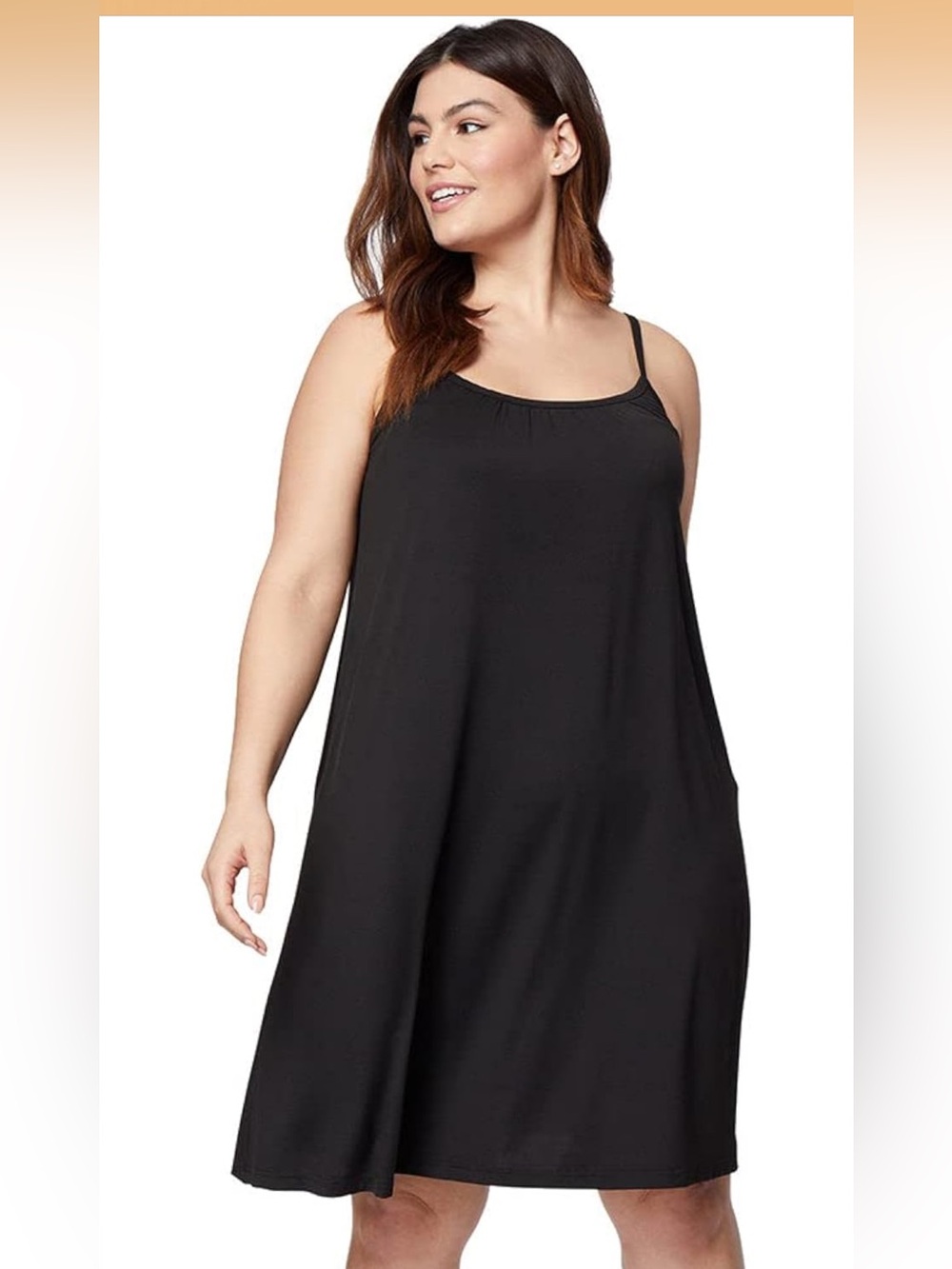 32 degrees large Black lounge Dress with Spaghetti Straps built in bra